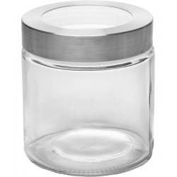 Pote 880ml Com Tampa Prata Com Visor Acrílico Vidro